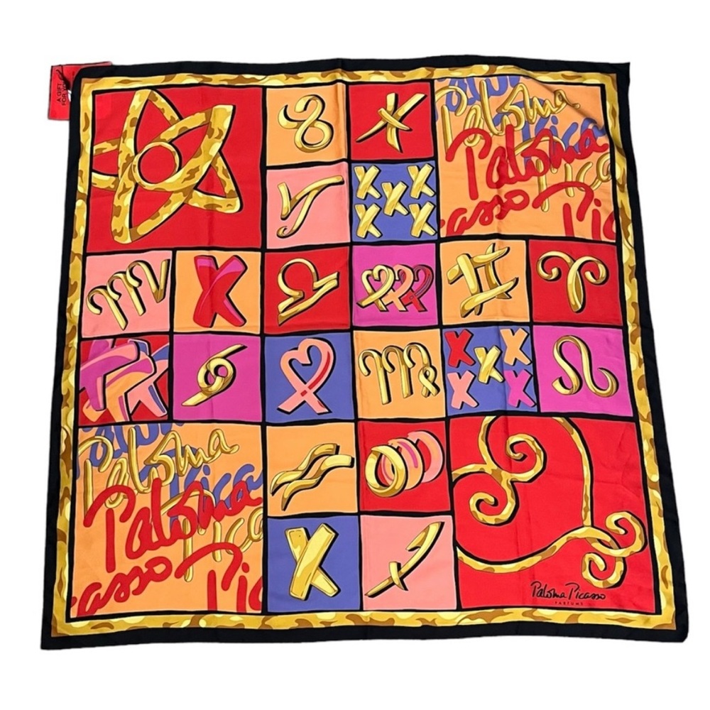 Vintage Pablo Picasso Oversized Scarf Love XO Pop Art Red Hearts